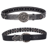 Bold & Rugged: Personality Punk Rivet Men's Leather Belt - Premium Genuine Leather with Alloy Buckle - Strong & Stylish