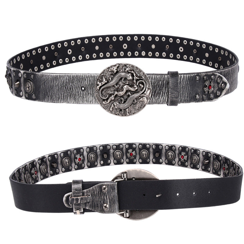 Personality Punk Rivet Men's Leather Belt Performance What Else You Got?