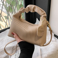 Women’s PU Leather Pleated Crossbody Bag – Cloud-Inspired Shoulder Tote