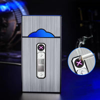 Rechargeable Metal Cigarette Case with Built-In Lighter – USB EDC Case
