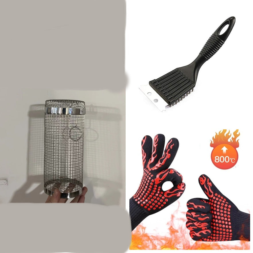 Rolling Grilling Basket – Stainless Steel Rotating BBQ Cylinder for Vegetables, Meats & Outdoor Cooking What Else You Got?