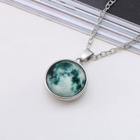 Glow-in-the-Dark Galaxy Planet Necklace – 18 mm Glass Pendant