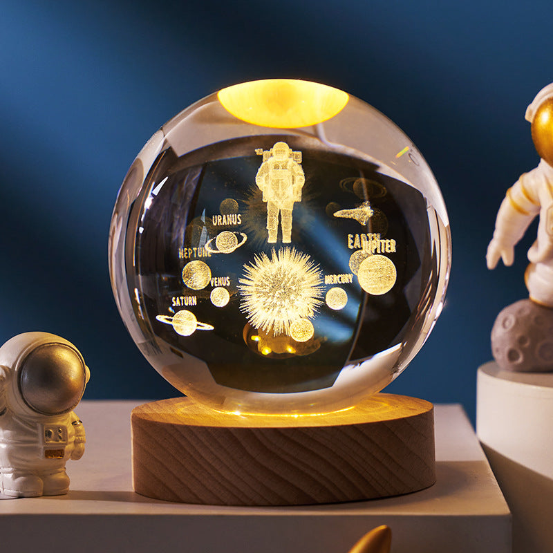 Luminous Starry Sky And Planets Moon Moon Crystal Ball Small Night Lamp Projection Ambience Light Creative Gift New Strange Gift What Else You Got?