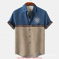 Elegant Short-Sleeve Patchwork Shirt with Printed Buttons - Loose Fit for Teens