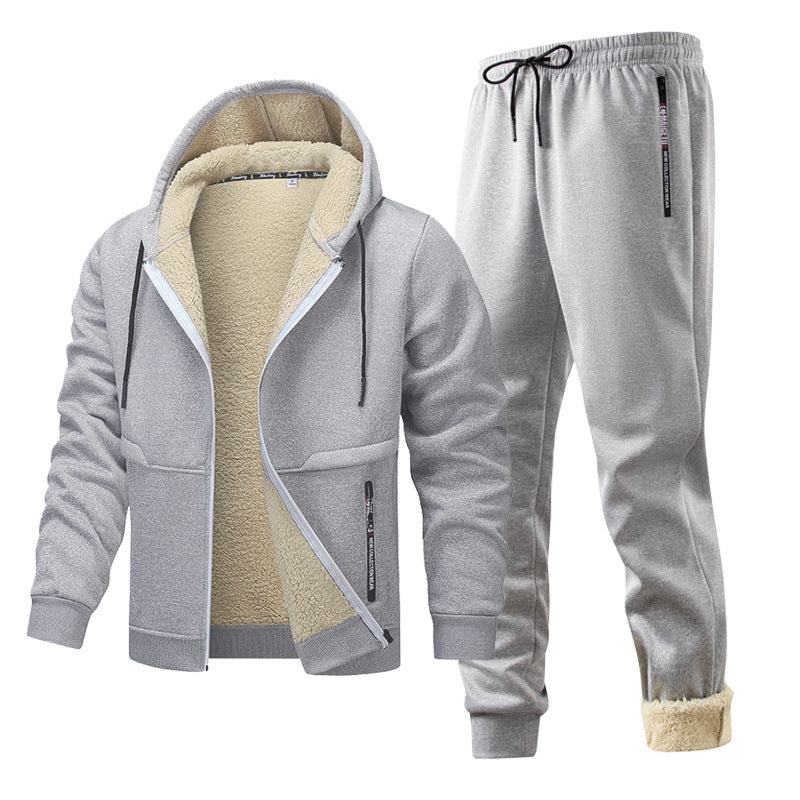 Men’s Cozy Fleece Hoodie & Jacket Set – Warm Casual Wear for Everyday & Outdoor