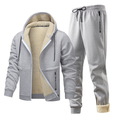 Men’s Cozy Fleece Hoodie & Jacket Set – Warm Casual Wear for Everyday & Outdoor