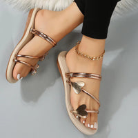 Women's Heart-Shaped Beach Slippers – Cute Summer Sandals in Gold & Silver (Sizes 36-42)