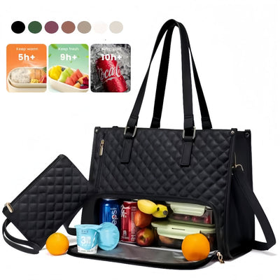 Women's Insulated Lunch Bag with Laptop Sleeve – Leak-Proof Tote for Meals & Tech