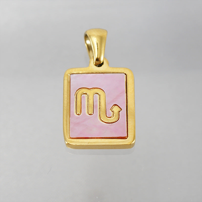 Stainless Steel Square Shell Zodiac Necklace What Else You Got?