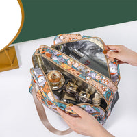 Double-Layer Travel Makeup Bag – Large Cosmetic Organizer with Cute Bear & Cat Designs