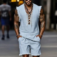 Mens Casual Fashion Vest And Shorts Set