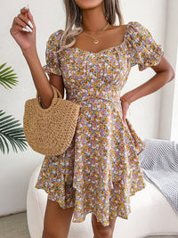 Graceful Bloom Floral Summer Dress - Elegant A-Line Floral Print Dress for Women