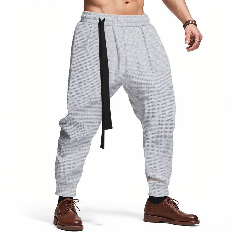 Men's Casual Pants Solid Waffle Male Hip Hop Streetwear Track Pants Joggers Trousers Fashion Harajuku Men Pants What Else You Got?
