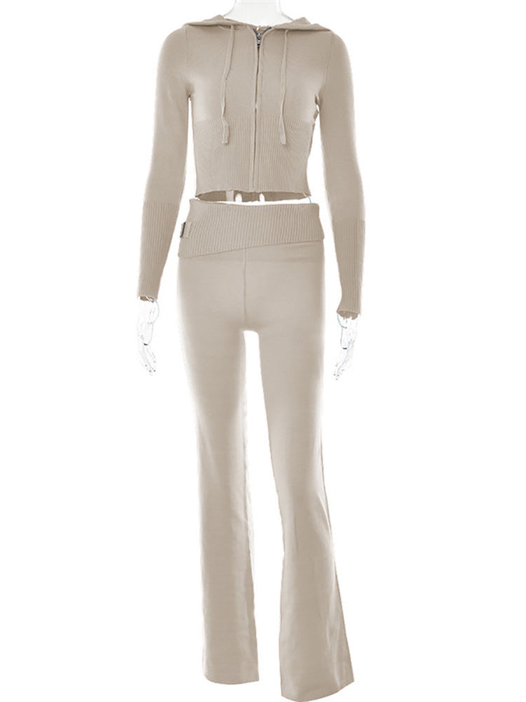 Hoodie Suit Sports Leisure Sexy Zip Long Sleeve Sweater And High Waist Long Pants Set Women's Clothing What Else You Got?
