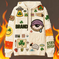 Psychedelic 420 Smoke Graphic Hoodie – Clover & All-Seeing Eye Streetwear