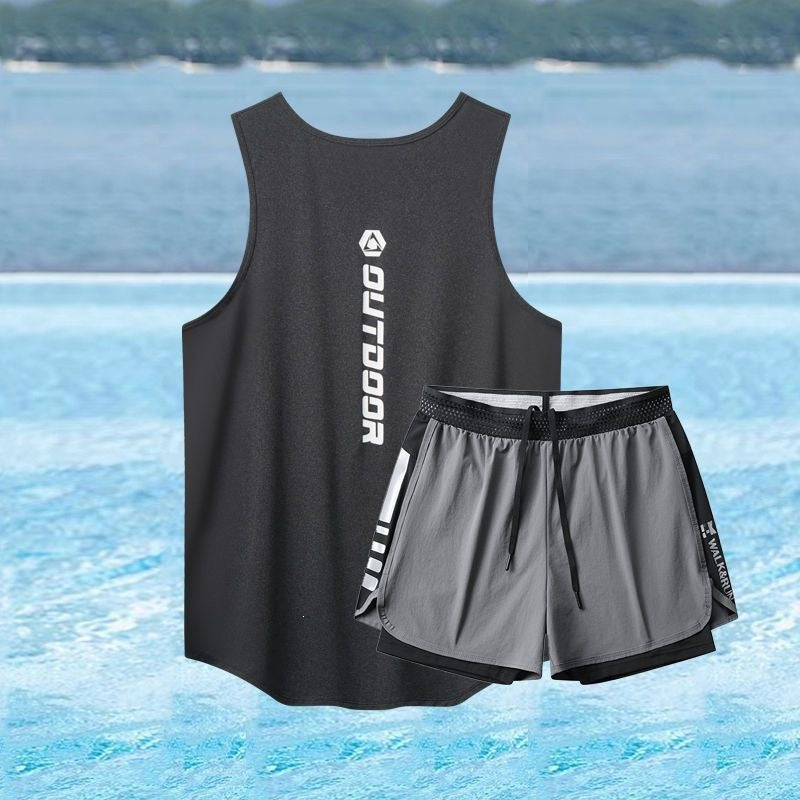 Mens Quick-Dry Top And Shorts Two-Piece Set