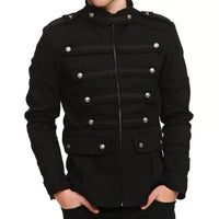 Men’s Gothic Steampunk Military Jacket – Premium Lambswool & Sheepskin Outerwear