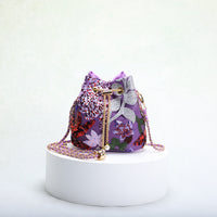 Mesh Patchwork Bucket Bag – Color-Block Drawstring Crossbody with Chain Strap