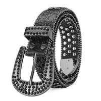 Unisex Punk Rivet Rhinestone Belt - Studded Rock Style Waist Belt for Men & Women