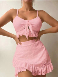 Graceful & Modest 3-Piece Swim Set with Ruffle Design - Summer Beachwear for Women
