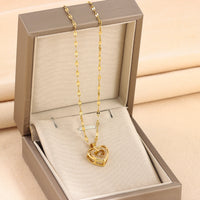 Double-Layer Love Necklace – Sparkling Rhinestone Pendant in Titanium Steel for Women