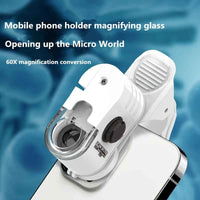 Phone Clip-On Microscope 60x Magnification with LED Light – Portable Pocket Microscope for Kids & Adults
