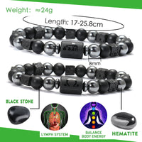 Zodiac Couples Matching Bracelets – 12 Signs, Volcanic Stone, Handmade