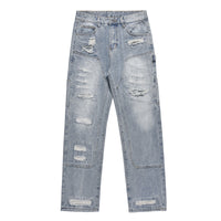Men's Distressed Jeans – Washed & Frayed Straight-Leg Denim