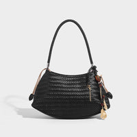Woven PU Underarm Bag – Pillow-Style Shoulder Handbag with Optional Pendant