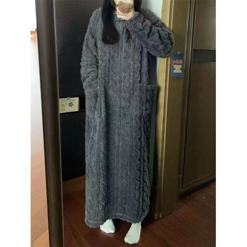 Women’s Winter Coral Fleece Long Nightgown with Pockets What Else You Got?