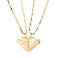 Heart-Shaped Love Necklace 2-Pack - Personalized Valentine's Day Jewelry for Him & Her - Cross Chain Alloy Pendant