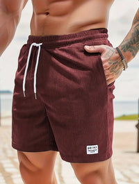 Men's Summer Corduroy Sports Shorts - Breathable Lace-Up Drawstring Pants for Active Lifestyle