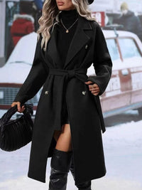 Elegant Double-Breasted Trench Coat – Warm Winter Fashion Jacket with Belt (Women's)