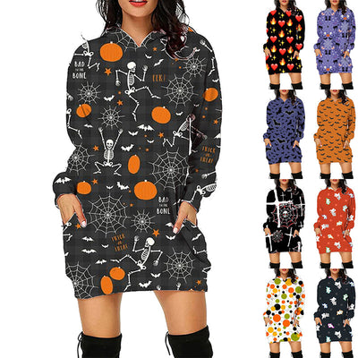 Halloween Christian Hoodie - Long Sleeve Printed Sweater with Pockets for Women