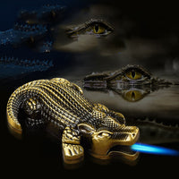 Crocodile-Shaped Torch Lighter – Windproof Refillable Butane Lighter in Zinc Alloy