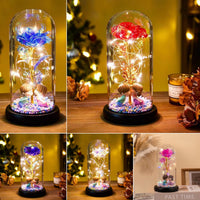 Romantic Eternal Rose LED Light Foil Flower Night Lamp - Christian Valentine Gift Decor