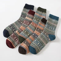 Men's Warm Wool Thermal Socks - Winter Vintage Style (5 Pairs)