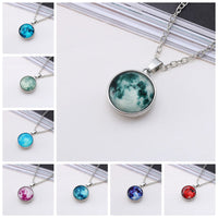 Glow-in-the-Dark Galaxy Planet Necklace – 18 mm Glass Pendant