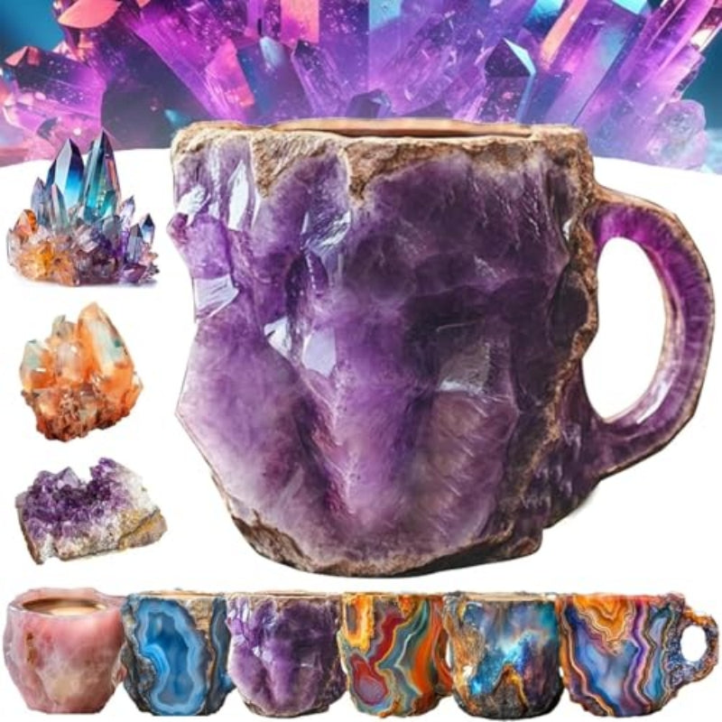 400ml Mineral Crystal Coffee Mug – Gemstone Resin Design, Unique Home & Kitchen Gift, 3D Artisan Mug