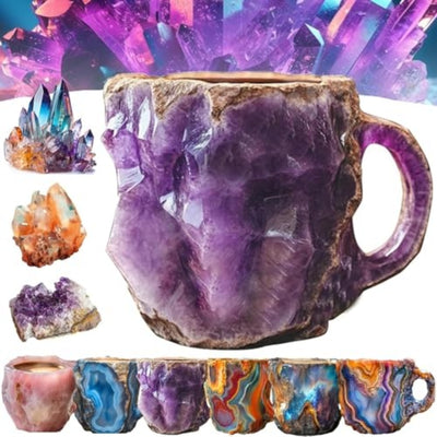 400ml Mineral Crystal Coffee Mug – Gemstone Resin Design, Unique Home & Kitchen Gift, 3D Artisan Mug