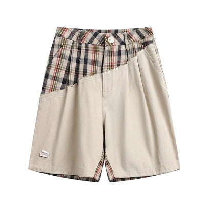 Men's Patchwork Cropped Pants – Colorblock Workwear Style Fifth-Length Pants