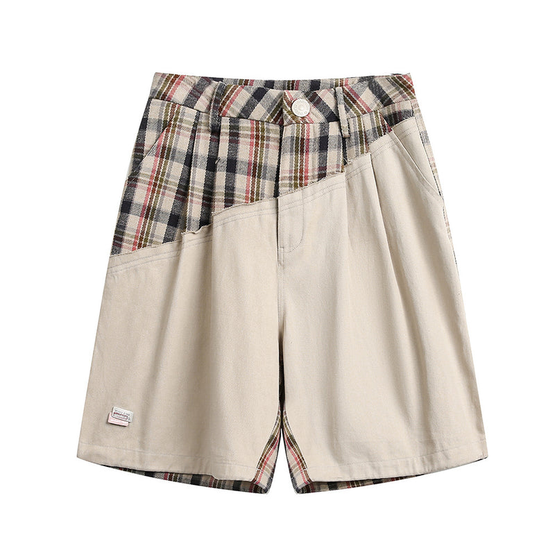 Men's Patchwork Cropped Pants – Colorblock Workwear Style Fifth-Length Pants