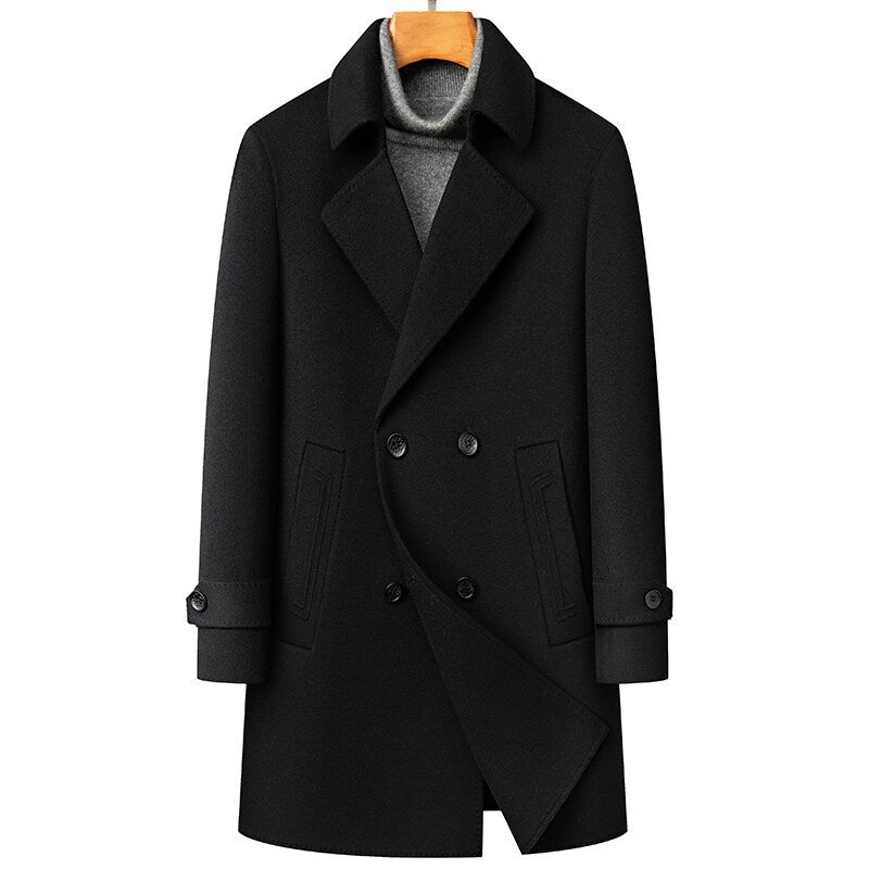 Heavenly Warmth: Premium Double-Faced Wool Coat with Detachable Goose Down Lining – Winter Overcoat for Men & Women