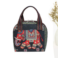 Jacquard Elephant Pattern Tote Bag – Artistic Shell-Shape Shoulder Bag