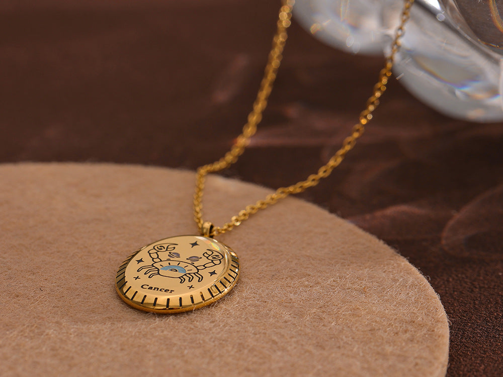 Titanium Steel Zodiac Oval Pendant Necklace What Else You Got?