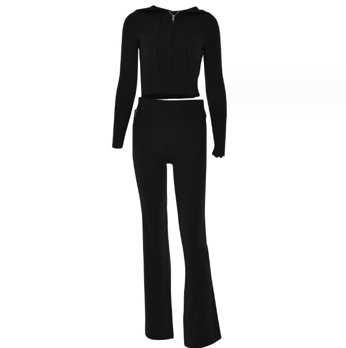 Hoodie Suit Sports Leisure Sexy Zip Long Sleeve Sweater And High Waist Long Pants Set Women's Clothing What Else You Got?