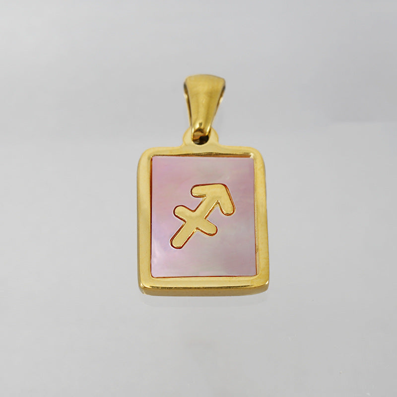 Stainless Steel Square Shell Zodiac Necklace What Else You Got?