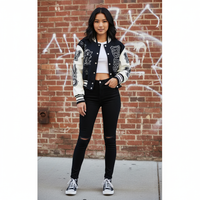 Women’s Varsity Jacket with Letter Print – Loose-Fit Korean-Style Baseball Coat S–XXL