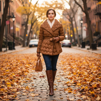 Women’s Winter Ripple-Stitch Jacket with Belt – Warm Quilted Coat