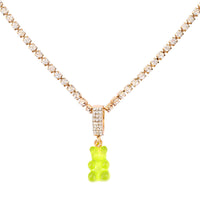Y2K Rhinestone Bear Necklace – Kawaii Cartoon Statement Jewelry